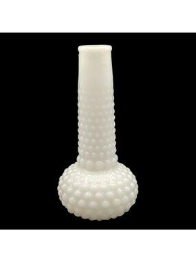 Vintage Hobnail Milk Glass Bud Vase Mid-Century Modern Farmhouse Cottage